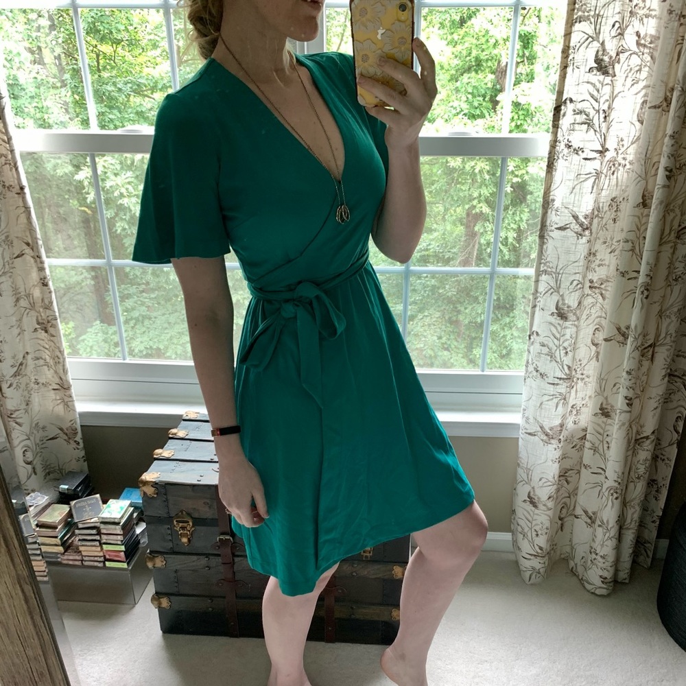NWT Ann Taylor Teal Green Wrap Dress